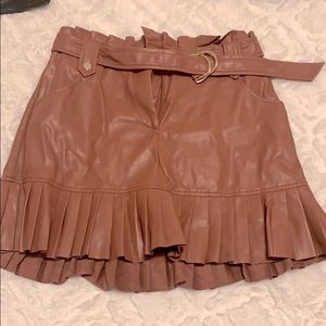 Belted Faux Leather Skirt